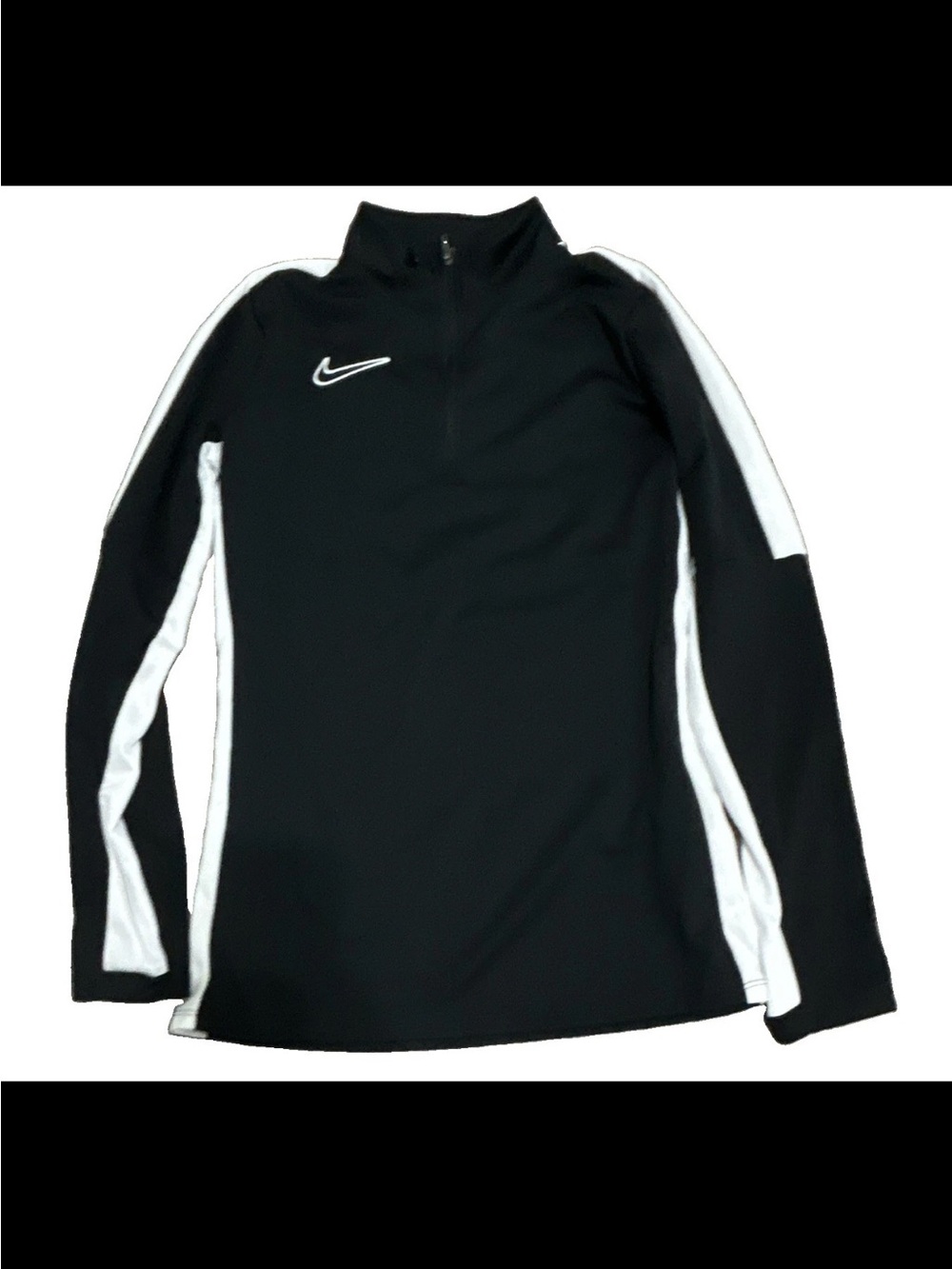 Nike Women’s Black and White Zip-Front Athletic Pullover